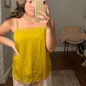 Lace Detail Yellow Tank Top